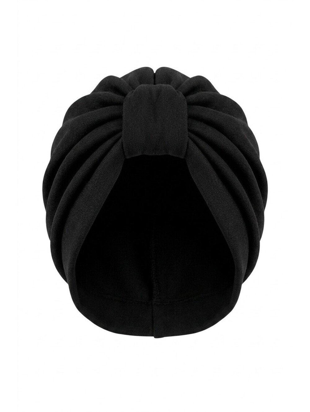 Vintage Black Knit Turban Hat Twisted Knot Front Gathered Crown 40s 70s Style